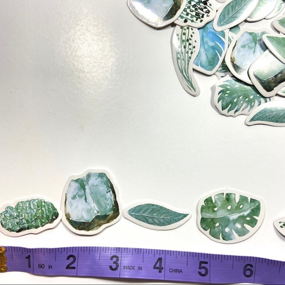 Minty Tropical Leaves and Crystals Stickers 1 box 45 Pieces - Picture 3 of 6